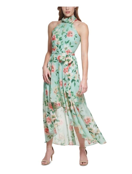 Eliza J Floral-Print High-Low Maxi Dress