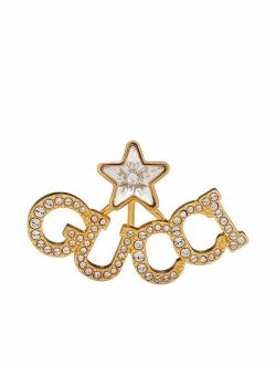 script crystal star earring