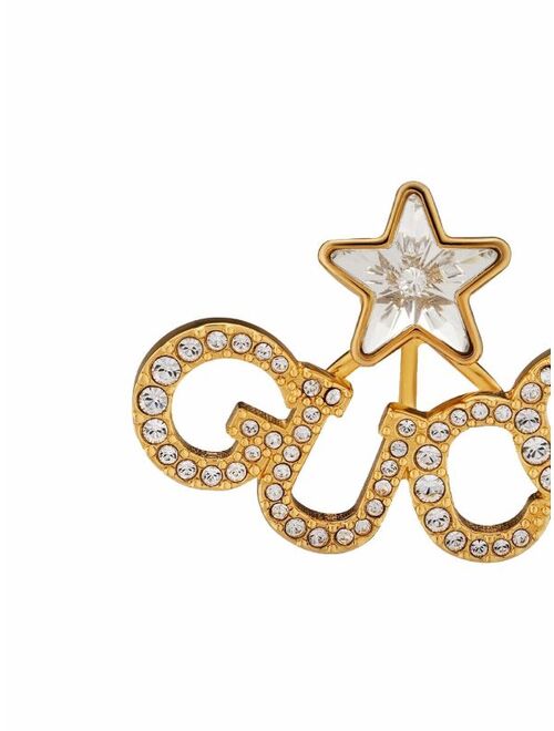 Gucci script crystal star earring