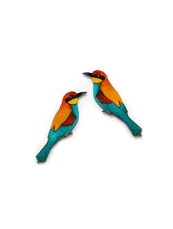 GenéRico European bee-eater handmade stud birds earrings for women
