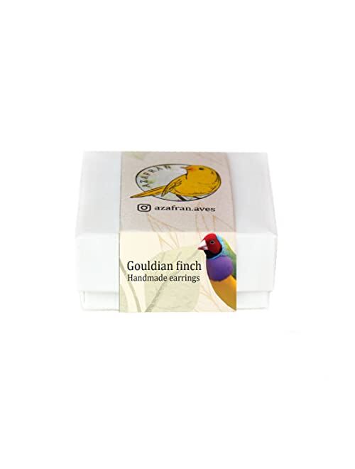 GenéRico Gouldian finch tiny handmade stud birds earrings for women