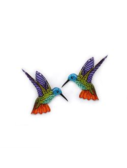 GenéRico Golden Tailed Sapphire Hummingbirds handmade stud earrings for women