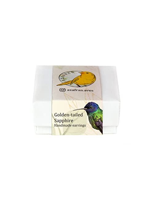 GenéRico Golden Tailed Sapphire Hummingbirds handmade stud earrings for women