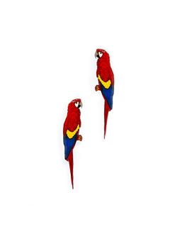 GenéRico Scarlet macaw tiny handmade stud birds earrings for women