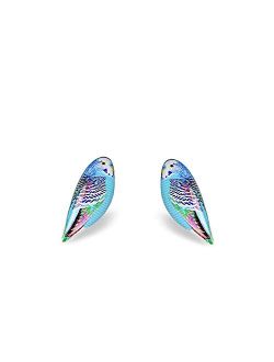 Tiny Forget Me Nots Parakeet Earrings - Blue Budgie - Common Parakeet - Bird Stud Earrings - Tiny Studs