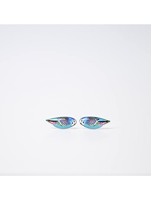 Tiny Forget Me Nots Parakeet Earrings - Blue Budgie - Common Parakeet - Bird Stud Earrings - Tiny Studs