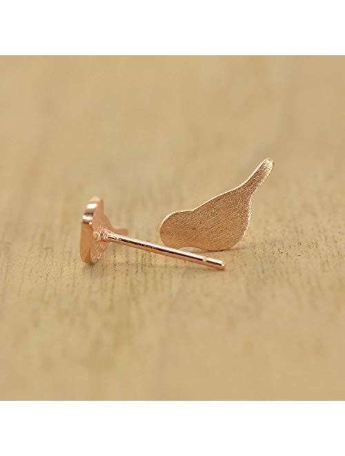 Joseph Brothers 925 Sterling Silver Rose Gold Plated Little Birds Earrings Studs