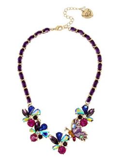 Butterfly & Stone Cluster Frontal Necklace