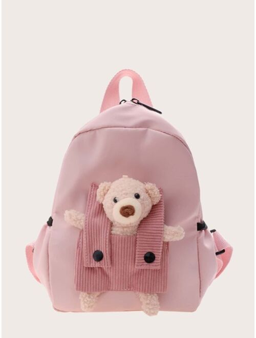 Girls Cartoon Bear Decor Backpack