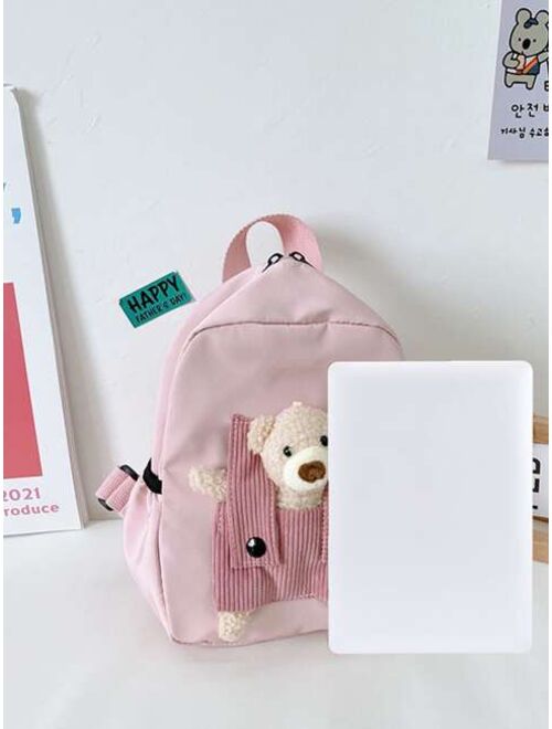 Girls Cartoon Bear Decor Backpack