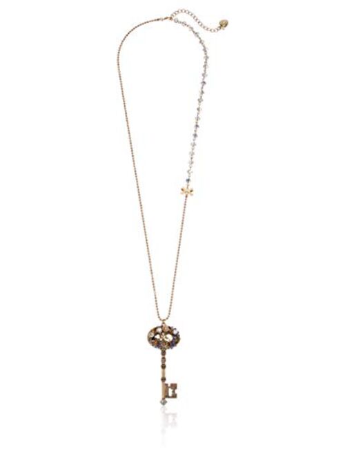 Betsey Johnson Woven Cluster Key Long Pendant Necklace, 31''