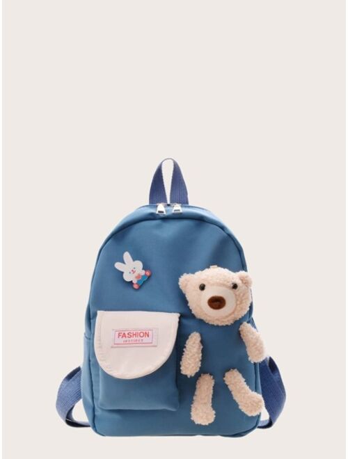 Shein Kids Cartoon Bear Decor Backpack