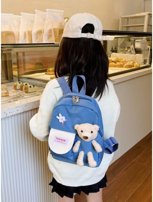 Shein Kids Cartoon Bear Decor Backpack