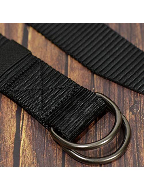 JINIU Military Nylon Belts for Men Women Web Style Strong Double D Ring Buckle Belt