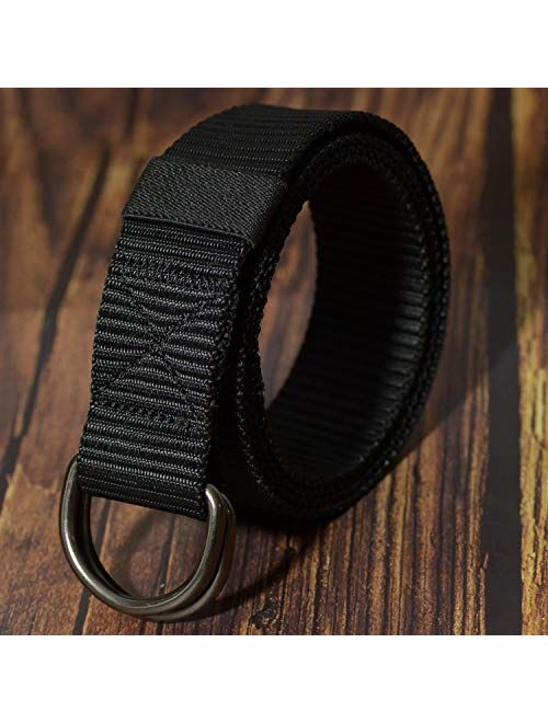 JINIU Military Nylon Belts for Men Women Web Style Strong Double D Ring Buckle Belt