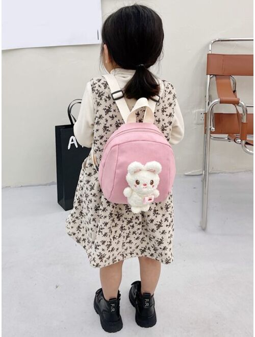 Shein Girls Cartoon Rabbit Decor Classic Backpack