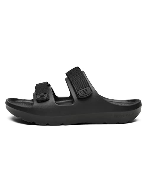 Bruno Marc Men's Slide Sandals Arch Support Adjustable Hook Loop Strap Comfort Summer Beach Slippers