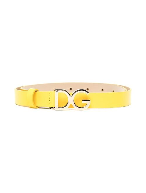 Dolce & Gabbana Kids logo-plaque leather belt