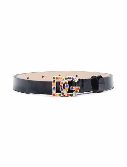 Dolce & Gabbana Kids logo-plaque leather belt