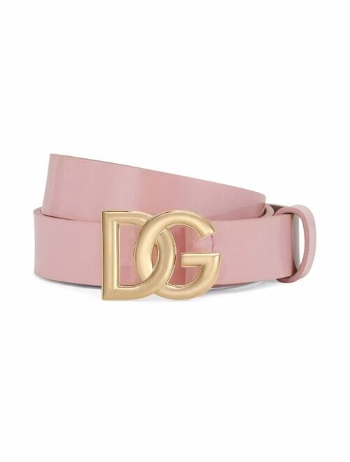 Dolce & Gabbana Kids logo-buckle leather belt