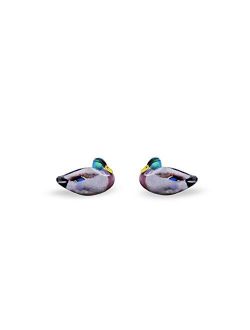 Tiny Forget Me Nots Duck Earrings - Mallard Drake Earrings - Ducks - Bird Earrings - Stud Earrings - Animal Jewelry - Bird