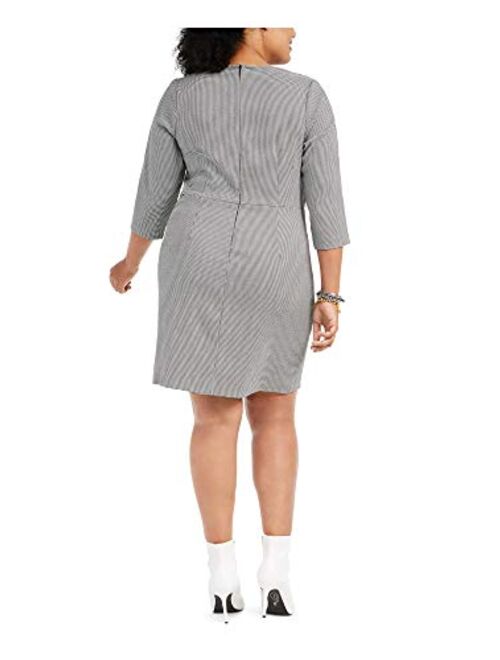 Betsey Johnson Women's Plus Size Ruched Menswear Dress with Ruffle