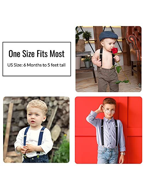 Trilece Suspenders for Boys Kids Girls and Toddlers - Adjustable Elastic 1 inch Wide Y Shape Cosplay Party Strong Clips