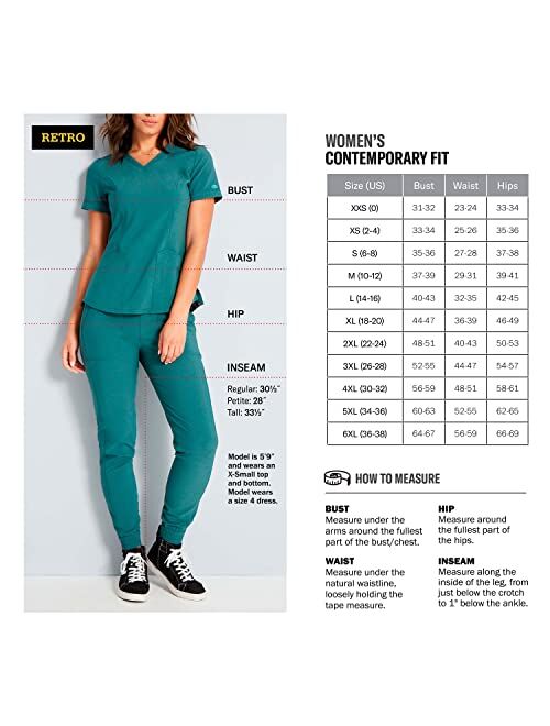 Dickies Retro Women Scrubs Pant Mid Rise Tapered Leg Pull-on Cargo DK035