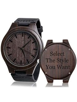 Fodiyaer Engraved Wood Watch for Men Boyfriend Husband Him As Personalized Anniversary Christmas Birthday Father Day Wooden Gifts Idea