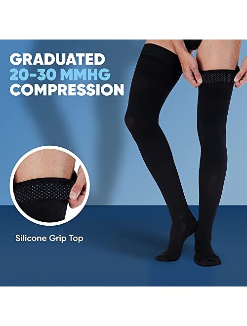 Absolute Support Mens Thigh High with Grip Top Fim Suppport 20-30mmHg Stockings