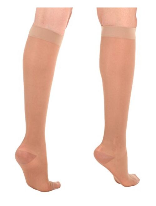 Absolute Support - Made in USA - Size Small - Sheer Compression Socks for Women Circulation 15-20 mmHg - Lightweight Long Compression Knee High Support Stockings for Ladi