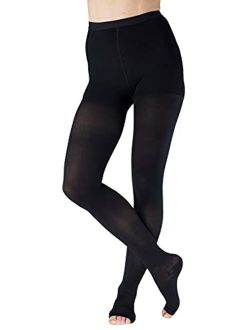 Absolute Support - Opaque Compression Stockings Pantyhose Women 20-30mmHg for Circulation - Firm Graduated Support Hose for Ladies - High Waist Tights - Black, Small