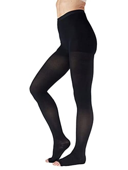 Absolute Support - Opaque Compression Stockings Pantyhose Women 20-30mmHg for Circulation - Firm Graduated Support Hose for Ladies - High Waist Tights - Black, Small