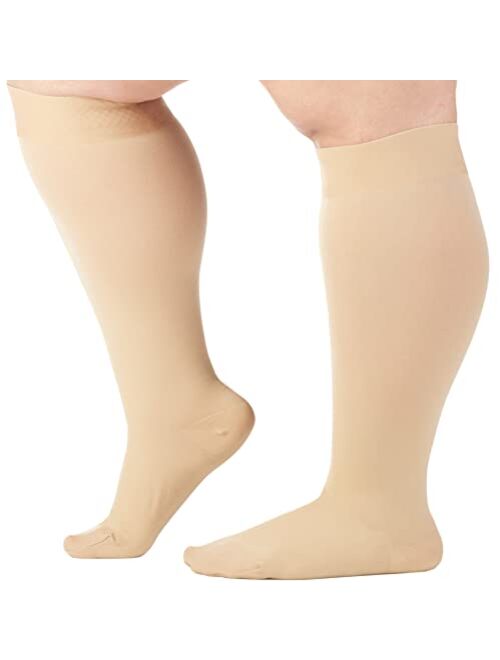 (3 pack) Absolute Support Big and Tall Compression Socks for Women and Men 20-30mmHg - Plus Size Compression Support Hose Wide Calf for Swelling Pain Edema Recovery Nursi
