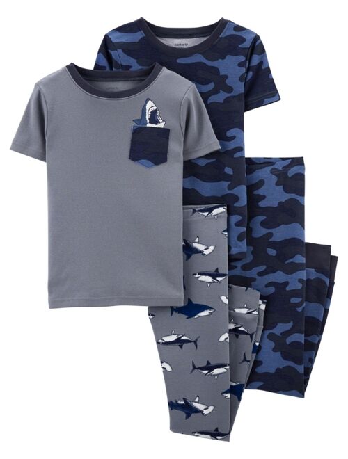 Carter's Big Boys 4-Piece Shark Snug Fit T-shirt and Pajama Set