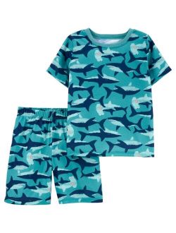 Big Boys 2-Piece Shark Loose Fit T-shirt and Shorts Pajama Set