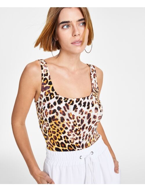 GUESS Leopard-Print Sleeveless Bodysuit