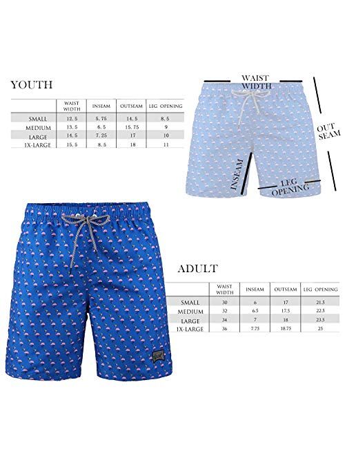 Beautiful Giant Father and Son Swim Trunks Family Matching Beachwear Swimsuits One-Piece Flamingo Tm Blue Graphic with Pocket Mesh Lining