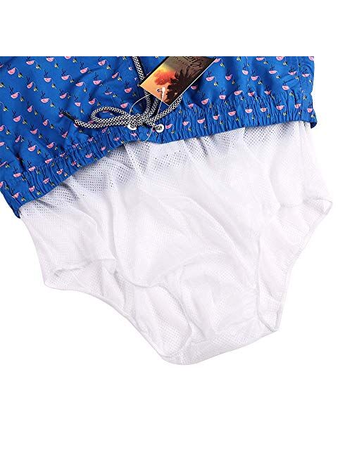 Beautiful Giant Father and Son Swim Trunks Family Matching Beachwear Swimsuits One-Piece Flamingo Tm Blue Graphic with Pocket Mesh Lining