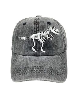 NVJUI JUFOPL Boys' Skull Dinosaur Hat Washed Vintage Embroidered Baseball Cap