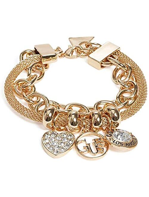 GUESS Factory Gold-Tone Mosaic Logo Charm Bracelet