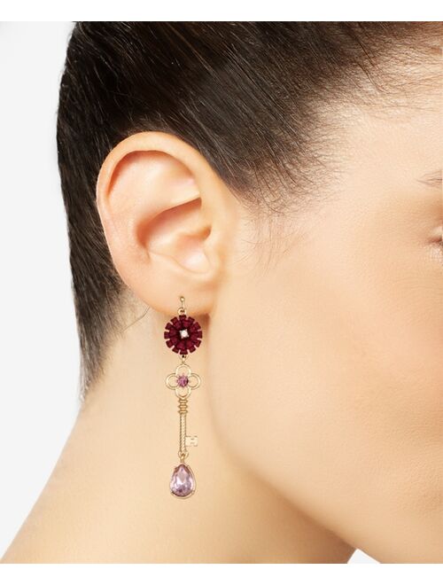 GUESS Gold-Tone Flower Crystal Drop Earrings