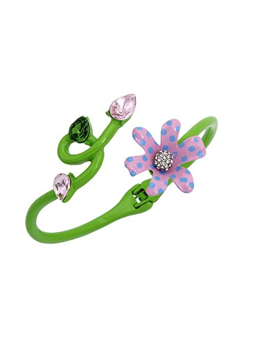 Betsey Johnson Flower Hinged Bangle Bracelet