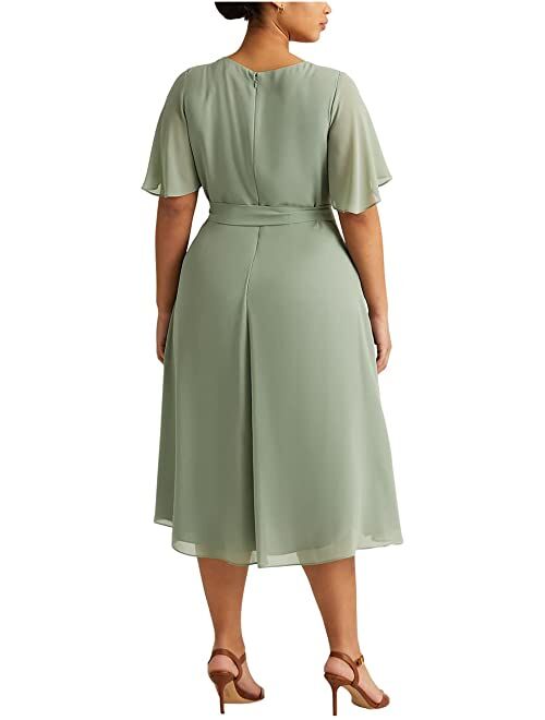 Polo Ralph Lauren LAUREN Ralph Lauren Plus Size Georgette Flutter-Sleeve Dress