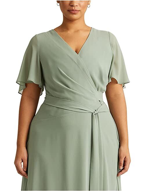 Polo Ralph Lauren LAUREN Ralph Lauren Plus Size Georgette Flutter-Sleeve Dress