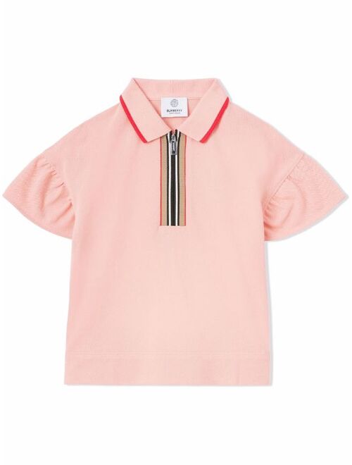 Burberry Kids Icon stripe detail zip-front polo shirt