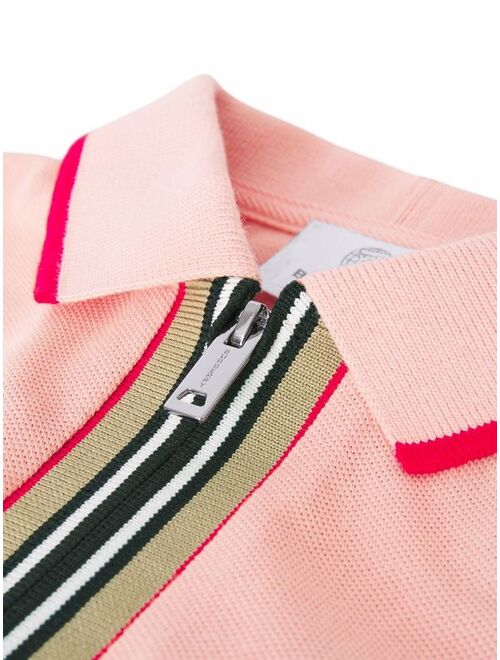 Burberry Kids Icon stripe detail zip-front polo shirt