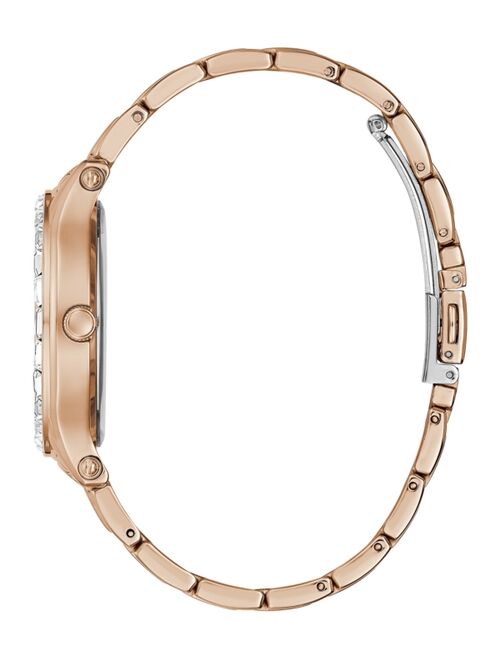 GUESS Women's Rose Gold-Tone Glitz Stainless Steel Bracelet Watch, 38mm