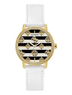 Women's White Leather Strap Watch 38mm