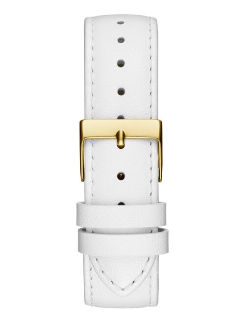 GUESS Women's White Leather Strap Watch 38mm
